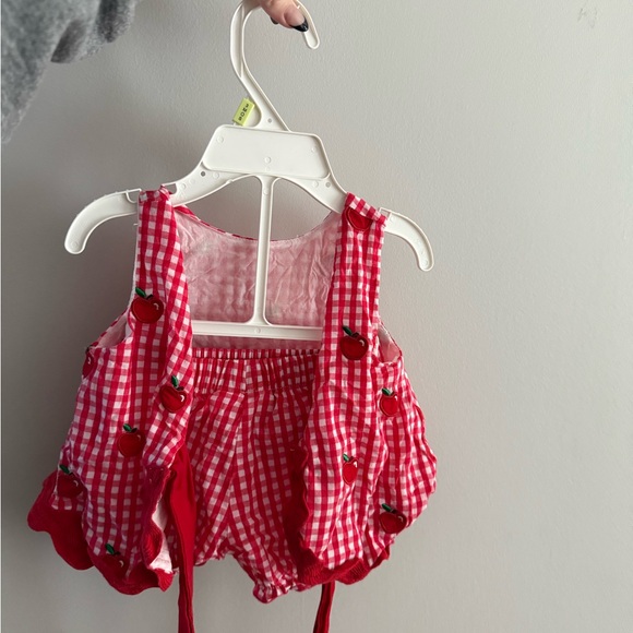 Red Gingham Cherry Print Baby Dress - Picture 2 of 2